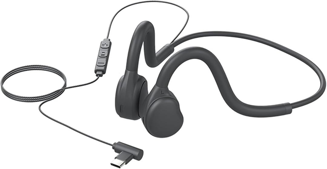 Type-C Wired Headphones with Air Conduction Open Ear Headphones and Built-in Microphone Suitable for Outdoor Activities