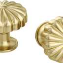 Homdiy 5 Pack Gold Cabinet Knobs Brass Dresser Drawer Knobs, Gold Kitchen Cabinet Pulls Round Luxury Cupboard Hardware Zinc Alloy