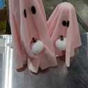 Amyhill 2 Pcs Halloween Ghost Decor Indoor, Spooky Halloween Decorations with Pumpkin Ghost Table Decor for Home Table Centerpiece Shelves Mantel Kitchen Office Fireplace Party(Pink)