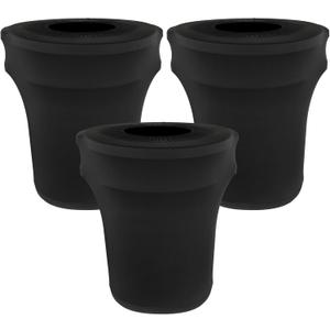 BTSKY 3Pcs Black Round Trash Can Cover 32 Gallon Stretch Spandex Trash Can Covers Outdoor Decorative Trash Bin Covers for Outside Wedding Parties Commercial Fundraiser Decor