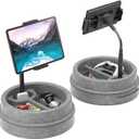 KDD Tablet Pillow Stand for Lap, Multi-Angle iPad Stand with Storage Tray - 360 Rotating Clip Gooseneck Tablet Soft Pad Dock for Bed and Desk Compatible with iPad Pro 12.9, Air Mini, Phone, E-Reader