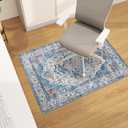 chakme Office Chair Mat for Hardwood Floor, 48"x36" Easy Glide Computer Desk Mat Protector for Rolling Chair Under Desk Rug Nonslip Backing, Machine Wash, (Boho) (Blue/Orange)
