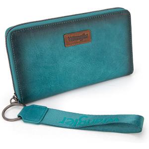 Wrangler Womens Wallet Wristlet Long Purse Designer Clutch Large Capacity Credit Card Holder for Women Men (B-Turquoise)