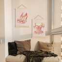 CIOJUNE Preppy Pink Bow High Heels Dress Girly Wall Art Poster Hanger Frame, Coquette Pink Canvas Prints Wall Art for Girls Bedroom Dorm Decor, Coquette Room Decor, 12x16 Inch Set of 2