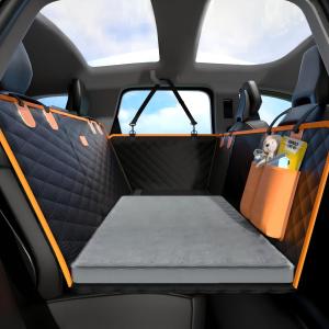 Dog Car Seat Cover for Back Seat Extender, Hard Bottom Pet Car Seat Protector, Non-Slip Durable Dog Hammock in Car SUV