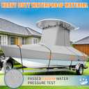 iCOVER T-Top Boat Cover, 600D Heavy Duty Marine Grade Waterproof Tear Resistant Boat Cover for Center Console Boat with T TOP Roof, Fits 22'-24' Long Beam Width up to 116", Grey