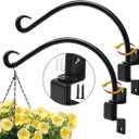Maosen 16 Inch Swivel Plant Hangers Outdoor - 2 Pack Black Iron Plant Hanging Hook Bracket for Flowers Baskets Planter Pots Bird Feeder Lanterns Wind Chimes
