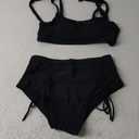 AI'MAGE Women High Waisted Bikini Sets Two Piece Swimsuits 2025 Twist Front Tummy Control Bathing Suits with Drawstring
 Large