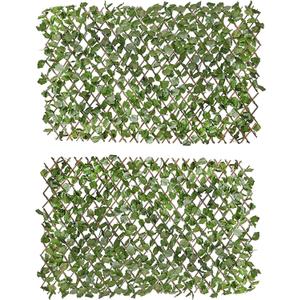 Verseo Artificial Ivy Privacy Fencing System, Faux Ivy Vine & Willow Branch Lattice, Adjustable Ivy Wall Privacy Screen, Expandable Horizontal or Vertical up to 96" (Set of 2, for 192" of Coverage)