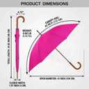 SoulRain 48" Large Umbrella –Windproof Stick Umbrellas for Rain, Automatic Open, Vintage Cane Navy Blue big Umbrella with Classic Wooden Handle,Open for 2 Persons adult,for Women & Men(Bright Pink)