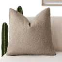 Foindtower Decorative Textured Boucle Throw Pillow Covers Accent Solid Pillow Cases Neutral Soft Cozy Couch Cushion Case for Chair Sofa Bedroom Living Room Home Decor 22x22 Inch,1PC,Light Khaki Tan