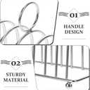 DOITOOL Stainless Steel Toast Rack 6-Slice Bread Holder Stand with Ball Feet and Carry Handle Desktop Bread Storage Rack for Kitchen and Breakfast 5.70X4.72X3.38In