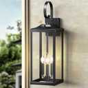 24" Extra Large Dusk to Dawn Outdoor Wall Light, Black 3-Light Waterproof Exterior Wall Mount Porch Lantern, Modern Outside Wall Sconce Coach Light with Clear Tempered Glass, E12, 1-Pack