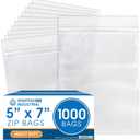 Spartan Industrial - 5 X 7 (1000 Count) Thick 4 Mil Clear Reclosable Zip Plastic Poly Bags with Resealable Lock Seal Zipper - Heavy Duty and Durable