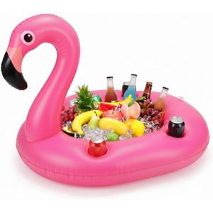 FillTouch Floating Drink Holder for Pool, Floating Cabana Bar, Hot Tub Drink Holder for Adults, Inflatable Pool Accessories(Flamingo)