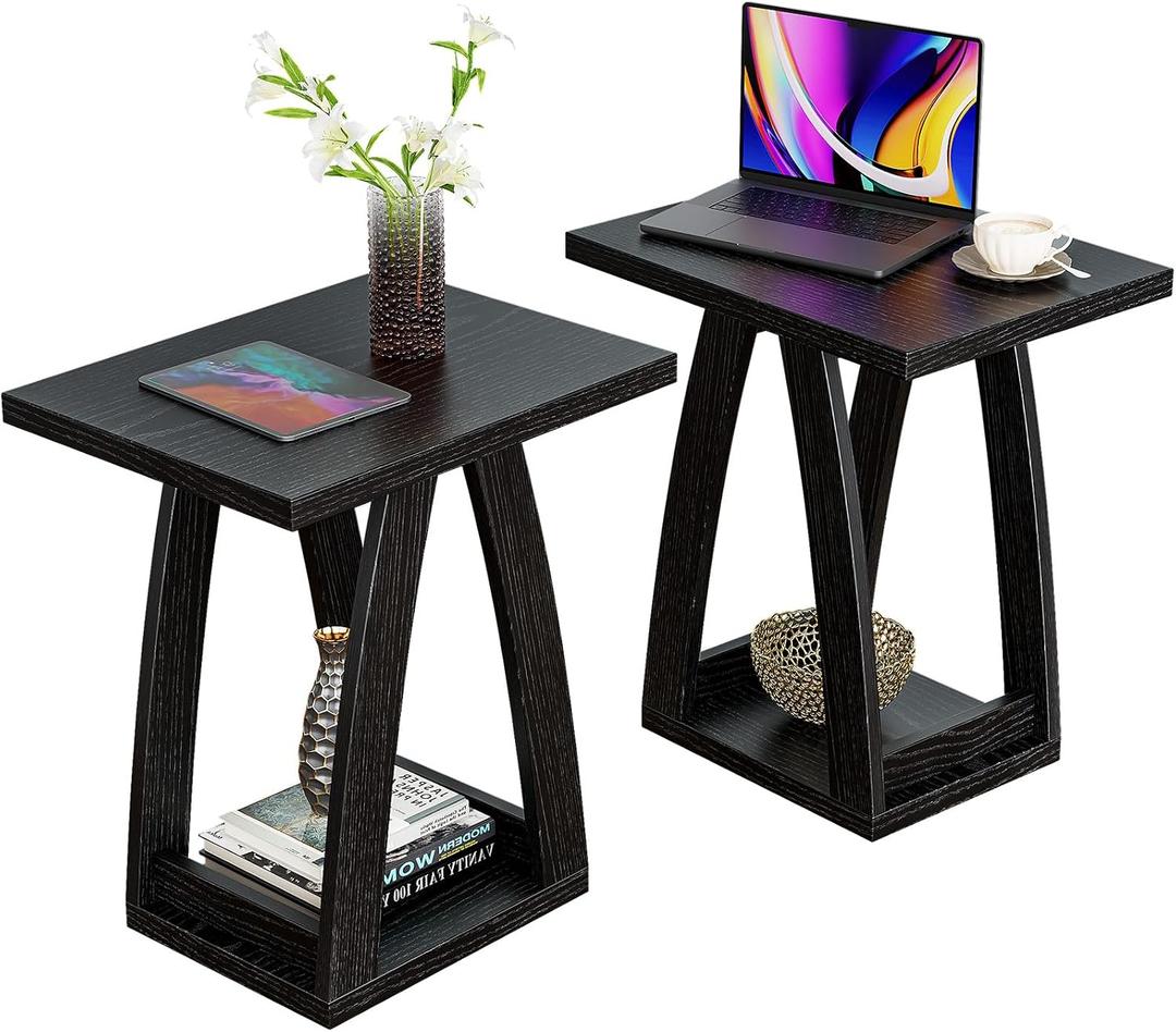 End Tables Living Room Set of 2. Side Tables Living Room. Side Table Beside Sofa. Modern End Table for Home. Black End Tables Set of 2, 19.68 inches x 15.35 inches x 22.44 inches