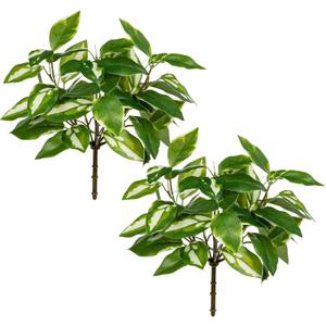 Oairse 2 Bundles Artificial Greenery Stems Faux Pothos Stems and Branches for Vase Fake Shrubs Bush Spring Greenery Picks for Centerpiece for Farmhouse Home Garden Patio Backyard Indoor Outdoor Decor (Short, White)