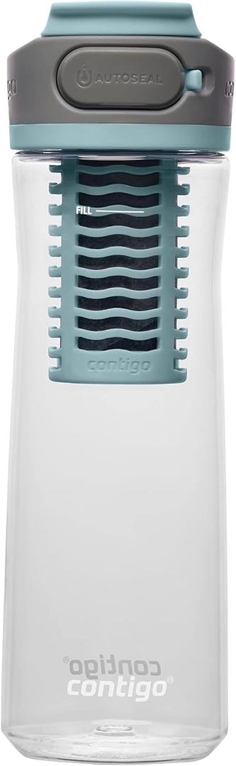 Contigo Clybourn Plastic Free Flow Filter Water Bottle with AUTOSEAL Spill-Proof Lid 24oz., Salt