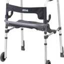 Drive Medical 10233 Clever Lite LS Adult Walker Rollator with Seat and Push Down Brakes, 300 lbs Weight Capacity, 5" Fixed Front Wheels, Easily Folds with Patented Dual-lever Side-paddle Release