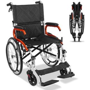 Wheelchairs for Adults, Ultra-Lightweight Transport Chair with Handbrakes, Portable Travel Wheel Chairs for Seniors, Folding Self-Propelled Transfer Wheelchairs, 18-Inch Seat Width, 220Lbs Capacity