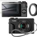 Case for Canon PowerShot g7x Mark ii Camera Removable Lens Cover, Adjustable Focal Length, Silicone Cover Rubber Soft Camera Case and G7x Mark ii Screen Protector 2Pcs - Black