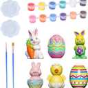 GloomGlo Easter Plaster Painting Kit, 6-Piece Paint Your Own Easter Crafts, DIY Arts & Crafts for Kids & Adults (6pcs)