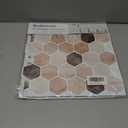 WalDecoo Brown Hexagon Peel and Stick Backsplash Tile, 10 Sheets Premium 3D-Adhesive Wall Tile Stickers, Premium Marble Kitchen Backsplash Tiles Peel and Stick（12 "×12"）