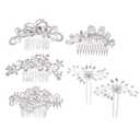 inSowni 32 Pack Silver Wedding Hair Side Combs+U-shaped & Twist Bridal Hair Pins Pieces Accessories Rhinestone Pearls for Women Girls Brides Bridesmaids