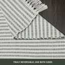 Chardin Home Green & Ivory Providence Stripe Area Rug 2' x 3' (Rectangular) | Hand Woven Recycled Cotton Rug | Machine Washable & Reversible
