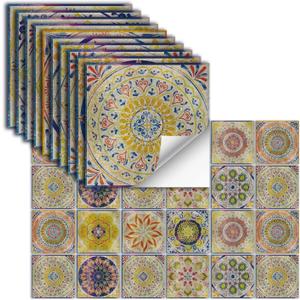 24 Pcs Peel and Stick Tile Backsplash Self-Adhesive Tile Sticker Vinyl Wall Stickers for Kitchen, Bathroom, Fireplace, Cupboard Decoration,HZ-57,8x8inch 24 Pcs Peel and Stick Tile Backsplash Self-Adhesive Tile Sticker Vinyl Wall Stickers for Kitchen, Bathroom, Fireplace, Cupboard Decoration,HZ-57,8x8inch