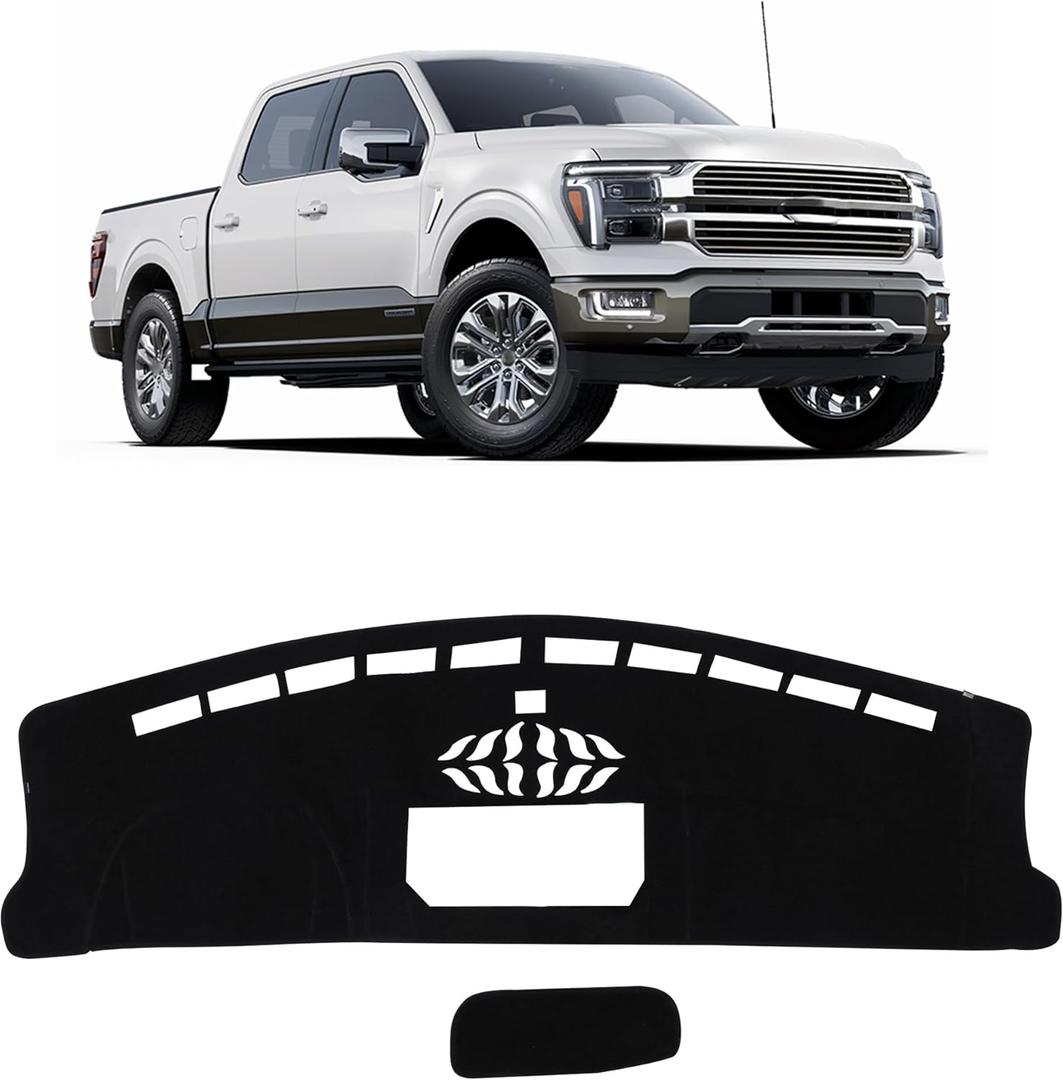 YYCKE Dash Cover Mat Custom Fit for Ford F150 F-150 2021-2024 2025 2026 Accessories Dashboard Pad Carpet Protector