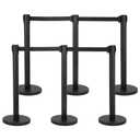 GARVEE Crowd Control Stanchion with 6.5FT Retractable Belt Stanchion Set, Heavy Duty Premium Steel, Easy Assembly, Black, 6-Pack