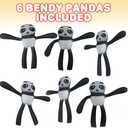 ArtCreativity Bendable Panda Toys, Set of 6, Flexible Figures, Stress Relief Fidget Toys for Kids, Fun Birthday Party Favors, Goodie Bag Fillers for Boys and Girls