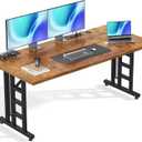 OffiGo 71 Inch Executive Computer Desk with Outlets, Rustic Brown
Office Table with 3-Piece Thick Board, Outlets And 2 Cable Holes For Home Office, Computer Workstation