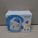 iClever BTH12 Kids Bluetooth Headphones, Colorful LED Lights Kids Headphones Wireless, 74/ 85dBA Safe Volume, 85H Playtime, Fast Charging, Bluetooth 5.2, Over Ear, Built-in Mic for iPad/ Tablet/ Airplane, Blue