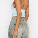 Women Backless Halter Tops Sexy Deep V Neck Going Out Crop Tank Top Open Back Sleeveless Slim Fit Summer Tops (Blue, S)