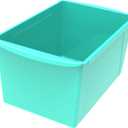 Storex Extra-Large Book Bin, Interlocking Plastic Organizer for Home, Office and Classroom, Teal, 6-Pack (71134U06C)
