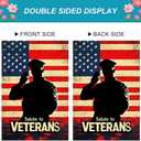 Veterans Day Garden Flag 28 x 40 Inch Double Sided House Flag with American Flag and Soldier Salute Design for Outdoor Yard Porch Memorial Patriotic Decor