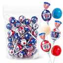 Patriotic Candy, Fruit Lollipops, Red White and Blue Candy - 35 Count (EXP 01/16/28)