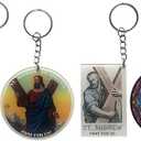 KHAMANHLR (4 PCS) St. Andrew Keychain - Patron Saint of Fishermen and Strength. Crafted From Durable, Transparent Acrylic, Offering Timeless Beauty and Lasting Durability 2 Inches