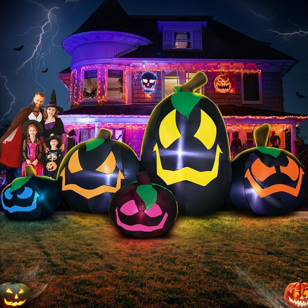 9FT Halloween Inflatables Decoration Outdoor, Pumpkin Inflatable Outdoor Decoration with LED Light, Halloween Inflatables Outdoor Decorations Blow up Pumpkin for Holiday Party Lawn Yard Garden Dcor