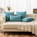 Woaboy Pack of 2 Smoke Blue Pillow Covers 18x18 Inch Soft Chenille Couch Throw Pillows Solid Color Cushion Covers Home Decoration for Spring Sofa Living Room