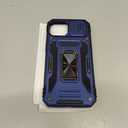 DEERLAMN Case for iPhone 13/ iPhone 14 6.1-Inch with Slide Camera Cover+Screen Protector(2 Packs), Rotated Ring Kickstand Military Grade Shockproof Protective Cover-Navy Blue