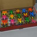 Wondertoys Wooden Alphabet Train Toy 27 PCS Magnetic Alphabet ABC Letter Train Set Includes 42 PCS Flash Cards, 1 Engine and 1 Storage Bag for Toddlers Kids Boys and Girls