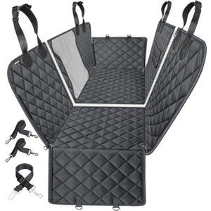 URPOWER 6-in-1 Dog Car Seat Cover for Back Seat, Waterproof Dog Car Hammock with Mesh Window & Side Flap, Pet Backseat Protector for Car, SUV, Truck (Standard (54" W x 58" L ), All Black)