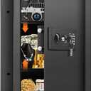 25.6" Tall Fireproof Wall Safes Between the Studs 16" Centers, Hidden Wall Safe with 2 Removable Shelf & Hidden Tray, Heavy Duty Wall Mount Safe for Firearms, Money, Jewelry, Passport Black