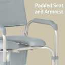 Medline Aluminum Padded Shower Chair Commode with 4 Locking Casters, 300 lbs. Capacity For Restroom, Bathroom & Wheelchair Transfer to Toilet, 1 Ct.