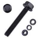 16-Sets 1/4-20 x 2 Hex Flange Bolts & Flange Nuts Combo Kit with Flat and Lock Washers- 304 Stainless Steel 18/8, Black Coated, for Heavy Duty Applications