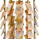 Pinzoveco Chip Rack Display Stand, 5 Tiers 40 Clips Snack Organizer for Office Desk, 360 Rotating Wooden Base Chip Holder Candy Display for Concession Stand, Countertop, Party, With Message Board