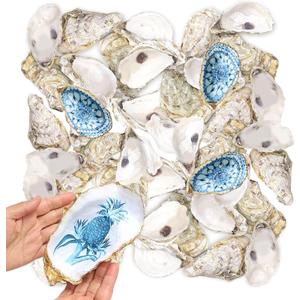 36PCS Natural Large Oyster Shells 4"-5" Bulk Oyster Shells for Crafts, Home Decor, Vase Fillers, Beach Wedding Decorations, Ocean-Themed Art Projects (4-5 inch)